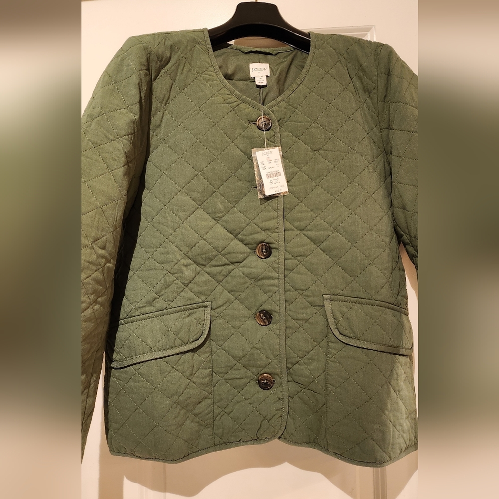 Super cute J.Crew factory olive green quilted coat NWT size 4